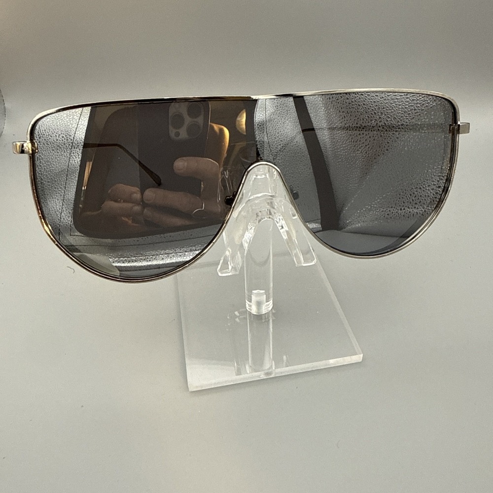 FUTURISTIC OVERSIZED NEW SHIELD LENS WRAP AROUND SPORT SILVER SUNGLASSES GLAM